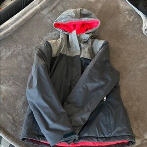 Spyder Black and Gray Ski Jacket with Red Lining
